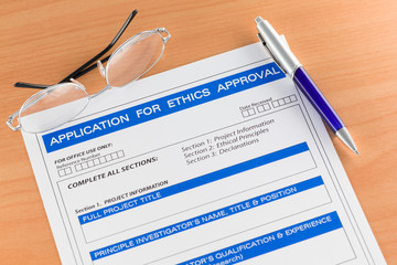 Application for Ethics Approval Form on Table