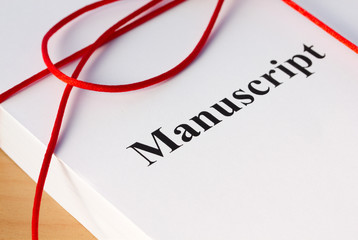 Manuscript from Author with Red Twine Closeup