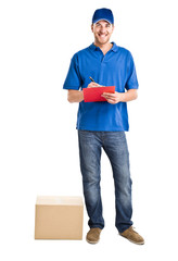 Portrait of an handsome deliverer