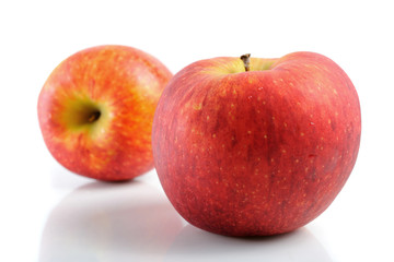 Two apples on white background