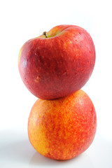 Two apples on white background