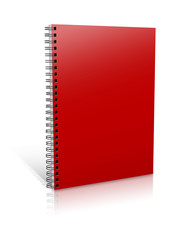 Blank book with Red cover on white background..