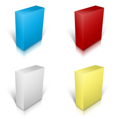 Fototapeta premium Blank card with blue, red,white,yellow cover on white