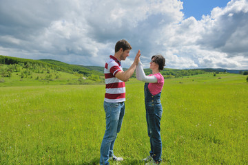 romantic young couple in love together outdoor