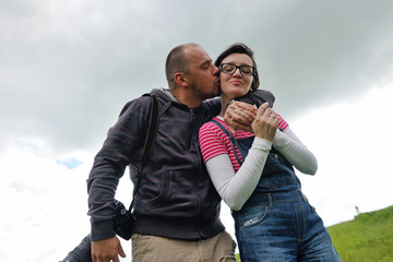 romantic young couple in love together outdoor