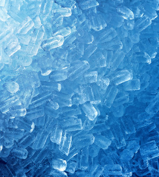 texture of ice on blue background