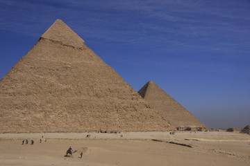 Pyramids of Khafre and Khufu with blue sky, Cairo, Egypt