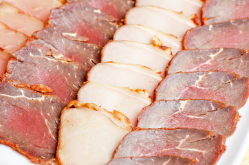 Cutting sausage and meat