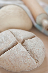 dough with rolling pin _ pasta con mattarello e lievito madre