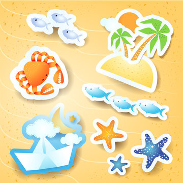 Holidays on the beach, stickers collection