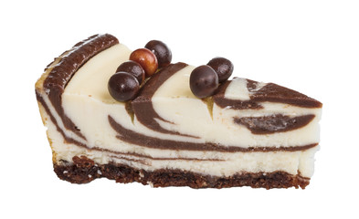 cheesecake with chocolate sauce.