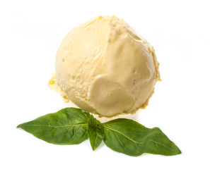 Scoop of lemon ice cream