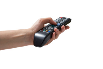 TV remote control in hand
