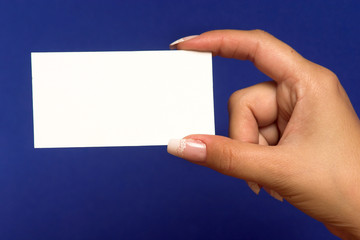 Empty visiting-card in palm