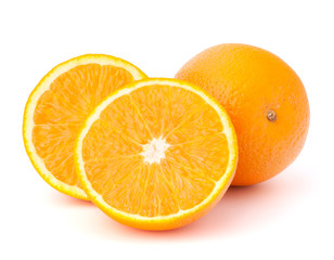 Sliced orange fruit segments  isolated on white background