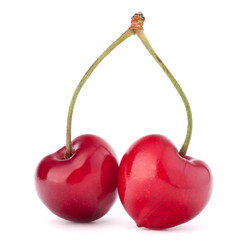 Two heart shaped cherry berries
