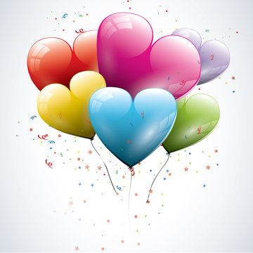 Glossy heart shaped birthday balloons