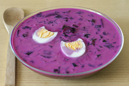 Cold beetroot soup with eggs