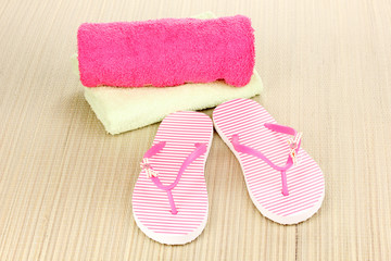 Beach accessories on mat