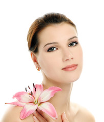 Fototapeta premium girl with pink lily
