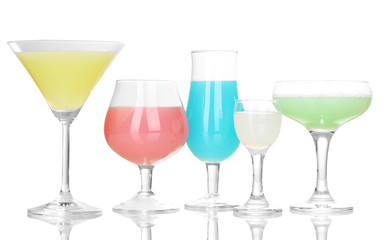 Tasty cocktails isolated on white