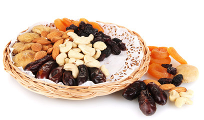 different dried fruits isolated on white