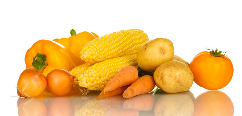 Yellow vegetables isolated on white