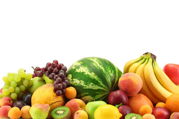 Assortment of exotic fruits isolated on white