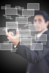 Businessman Holding Word.