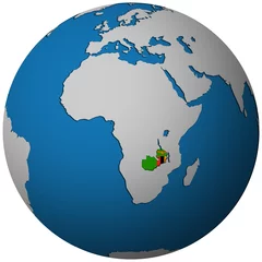 Foto op Aluminium zambia flag on globe map © michal812
