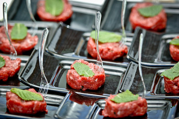 Close-up Gourmet carne cruda