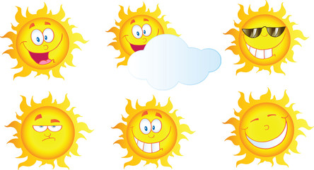 Different Sun Cartoon Mascot Characters