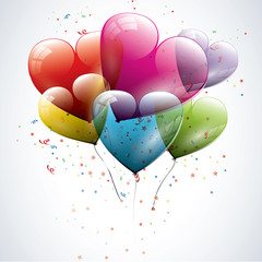 Obraz premium Przezroczyste balony urodziny w kształcie serca