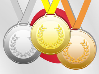 Medals with japanese flag