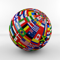 Fototapeta premium Flag Globe with different country flags