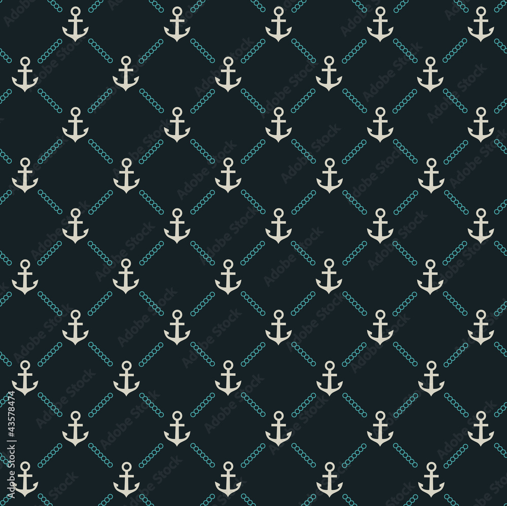 Poster Seamless dark anchor pattern. Vector