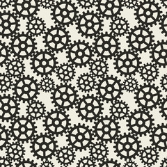 Seamless vector gear pattern. Black on white