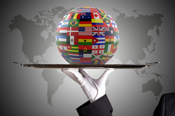Glossy Flag Globe with different country flags