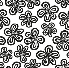 Motif floral noir et blanc sans couture. Vecteur