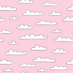 Seamless pink cloudy background. Vector