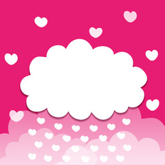 Pink hearts snowing background. Vector