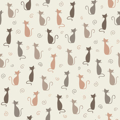 Stylish cats pattern. Vector illustration