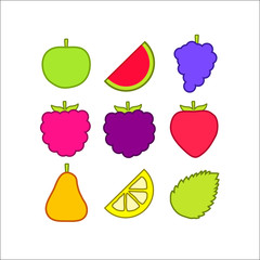 Stylized fruits and berries. Vector