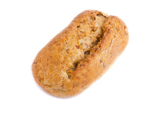 Delicious baked roll isolated on white background