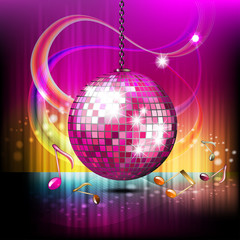 Obraz premium Musical notes with disco globe
