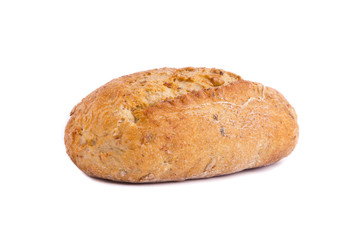 Delicious baked roll isolated on white background