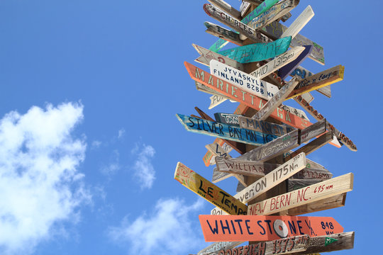 Travel Sign Stocking Island Exuma Bahamas