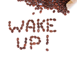 Composition of coffee beans. Wake up.