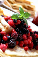 fresh berries with pancakes