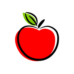 Red apple on white background